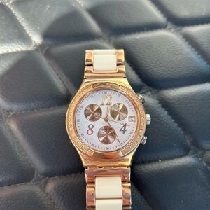 Irony Dreamwhite Rose Chronograph Gold-Tone Steel Ladies Watch swatch YCG406G